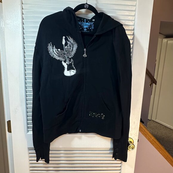 Rock & Roll Cowgirl Bling Full-Zip Hoodie Sweatshirt – Black – Size XXL (2X) - Picture 1 of 7